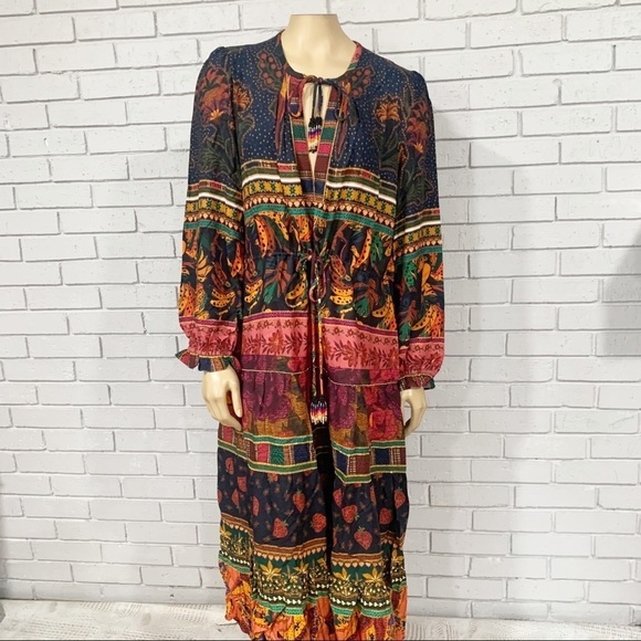 Farm Rio Mixed Patchwork Midi Dress - Picture 1 of 16